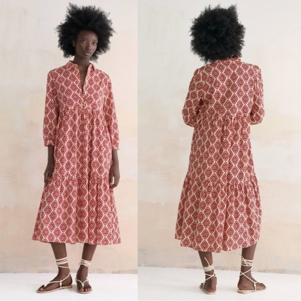Zara Tribal print midi dress M